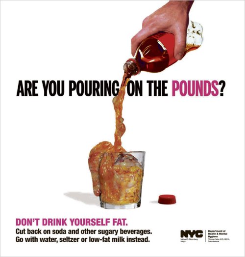 One of the ads placed in New York Times in an effort to educate people about how soda can affect weight gain. 